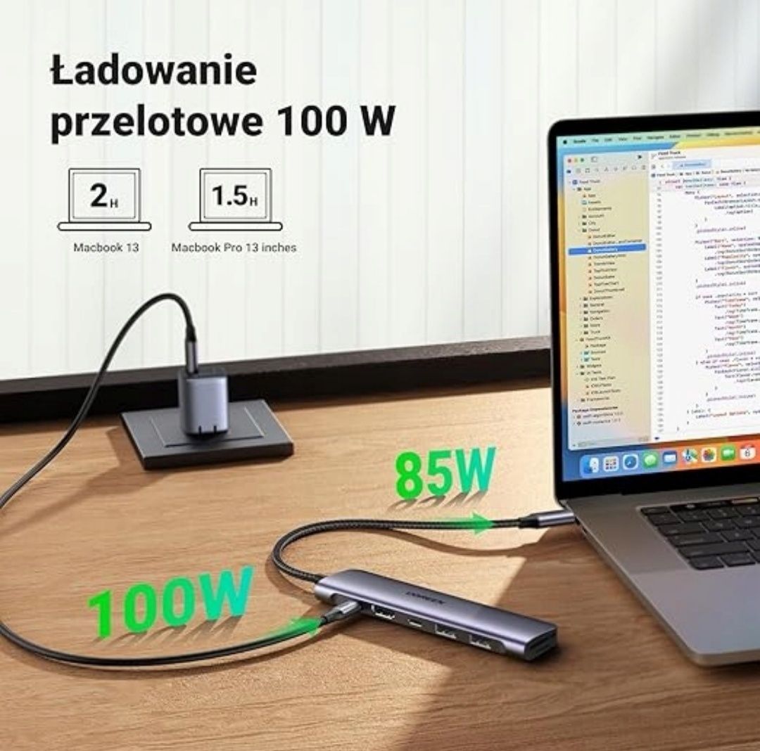UGREEN Hub USB C z 4K HDMI 30Hz 100W PD USB C 7 w 1