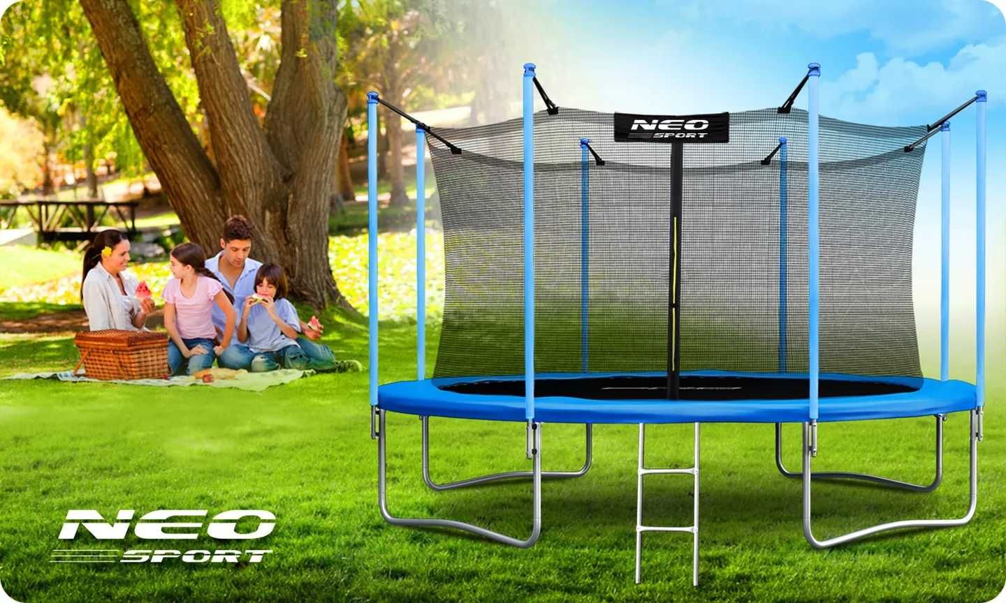 Trampolina ogrodowa dla dzieci 12ft/374cm z drabinką Neo-Sport