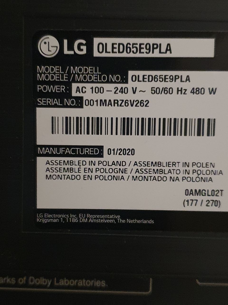 Телевізор LG 65" OLED65E9PLA 4K UHD Smart TV