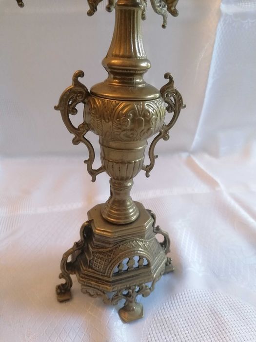 Świecznik / kandelabr mosiężny - 5 ramienny ozdobny