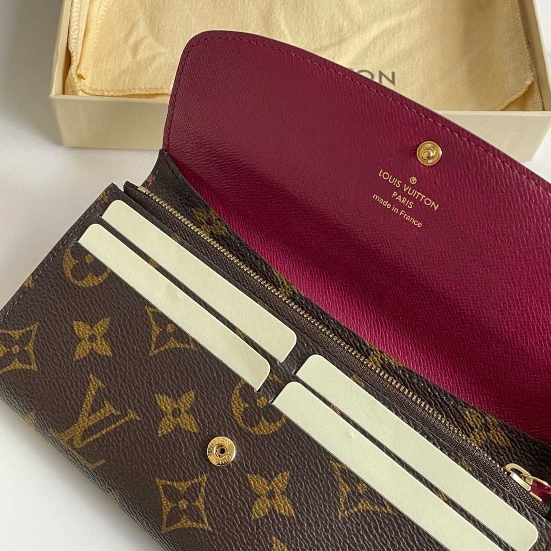 Nowe LV Louis Vuitton długi portfel Róża czerwona przycisk