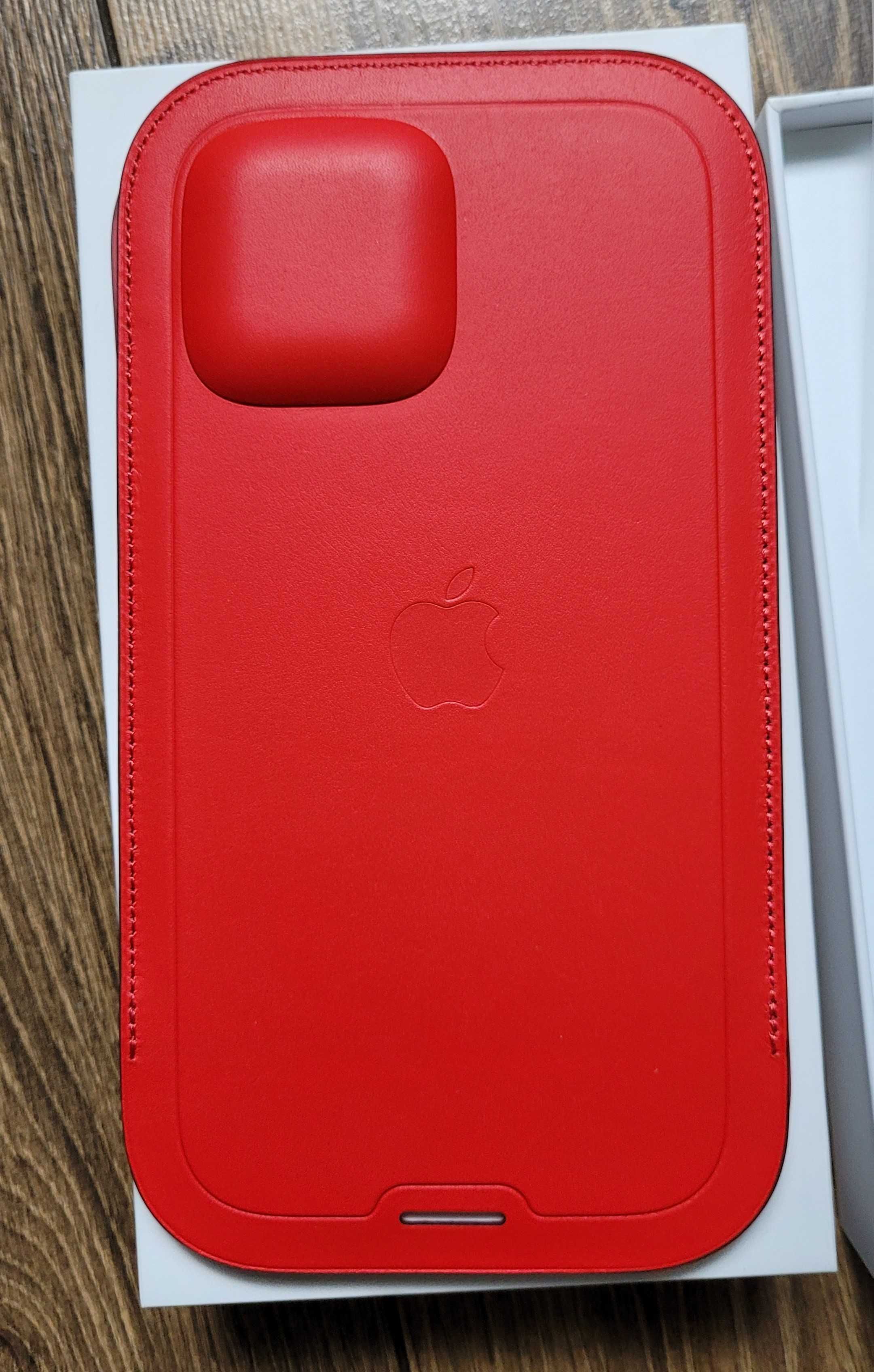 Etui Apple Leather Sleeve iPhone 12 Pro Max MagSafe red skórzane NOWE