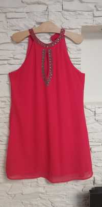 Wizytowa imprezowa sukienka czerwona rozmiar 40 o linii litery A jak n