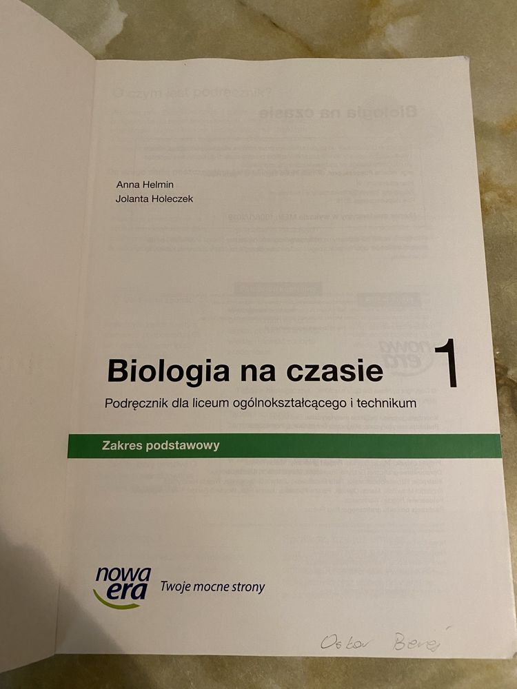 Biologia na czasie 1 Podręcznik