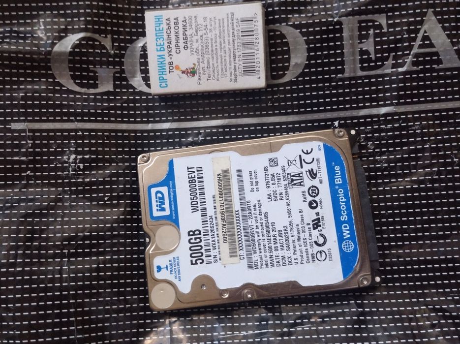 Жёсткий диск 500 GB неисправный