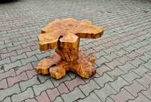 Stolik kawowy z drewna tekowego TEAK średnica 65cm obracany na kółkach
