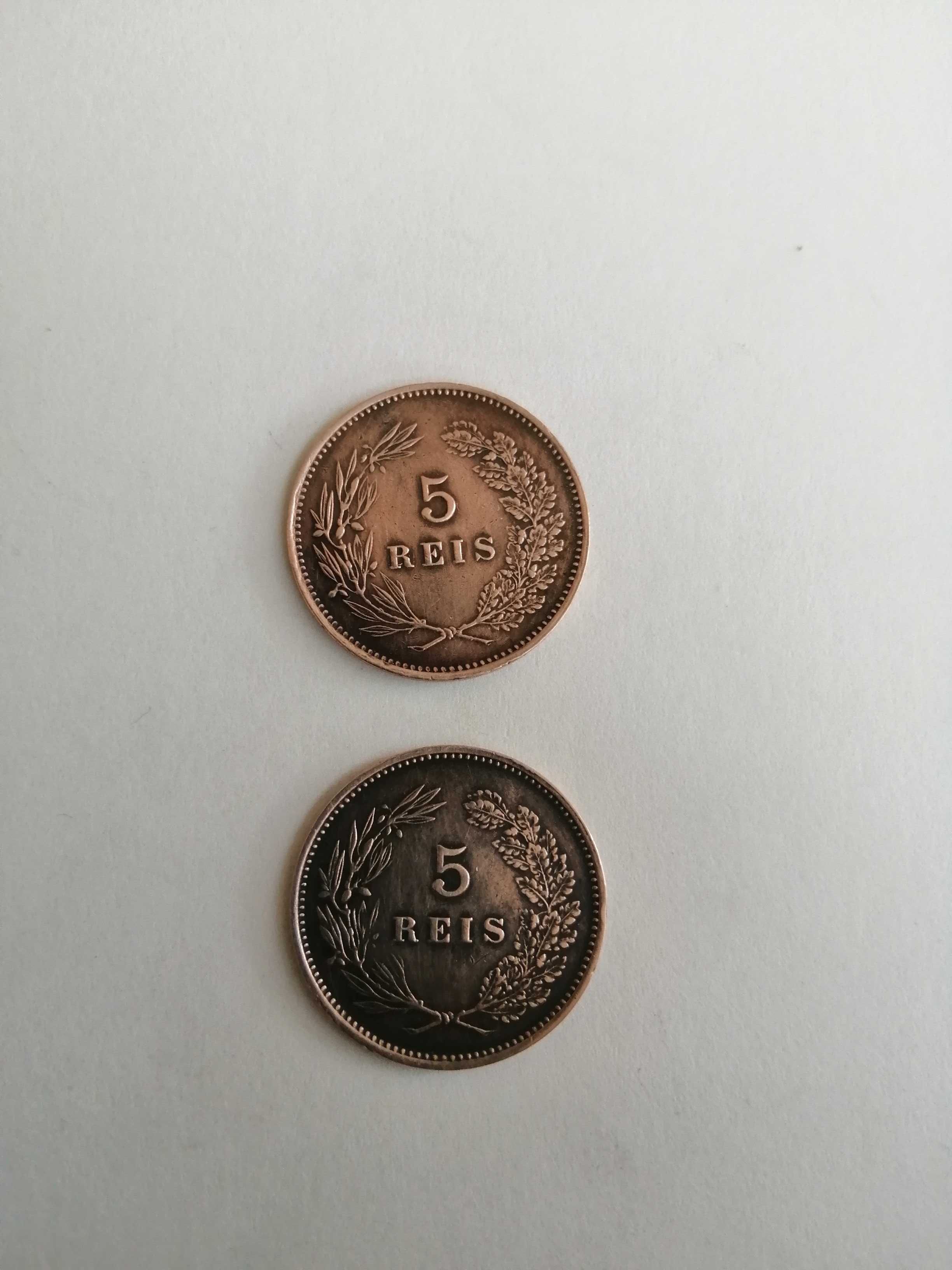 2 moedas de 5 réis de D. Manuel, 1910, mbc++.