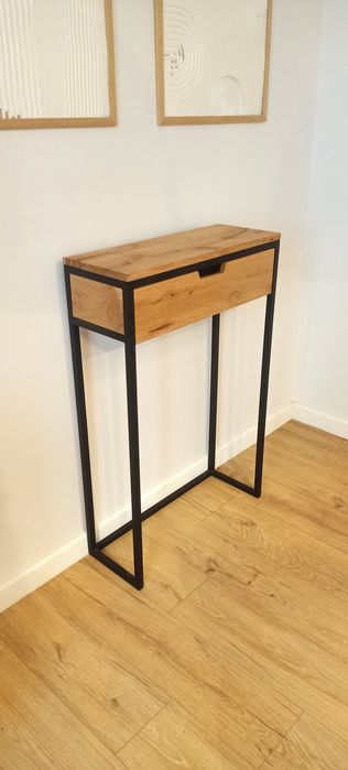 Loft konsola toaletka dębowa, Dostępna Od Ręki, konsola z szufladą