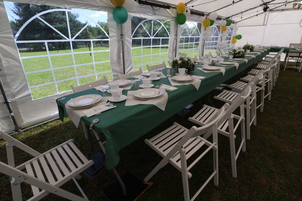 Wynajem stołów krzeseł namiotów zastawy na imprezę, biesiada, komunia