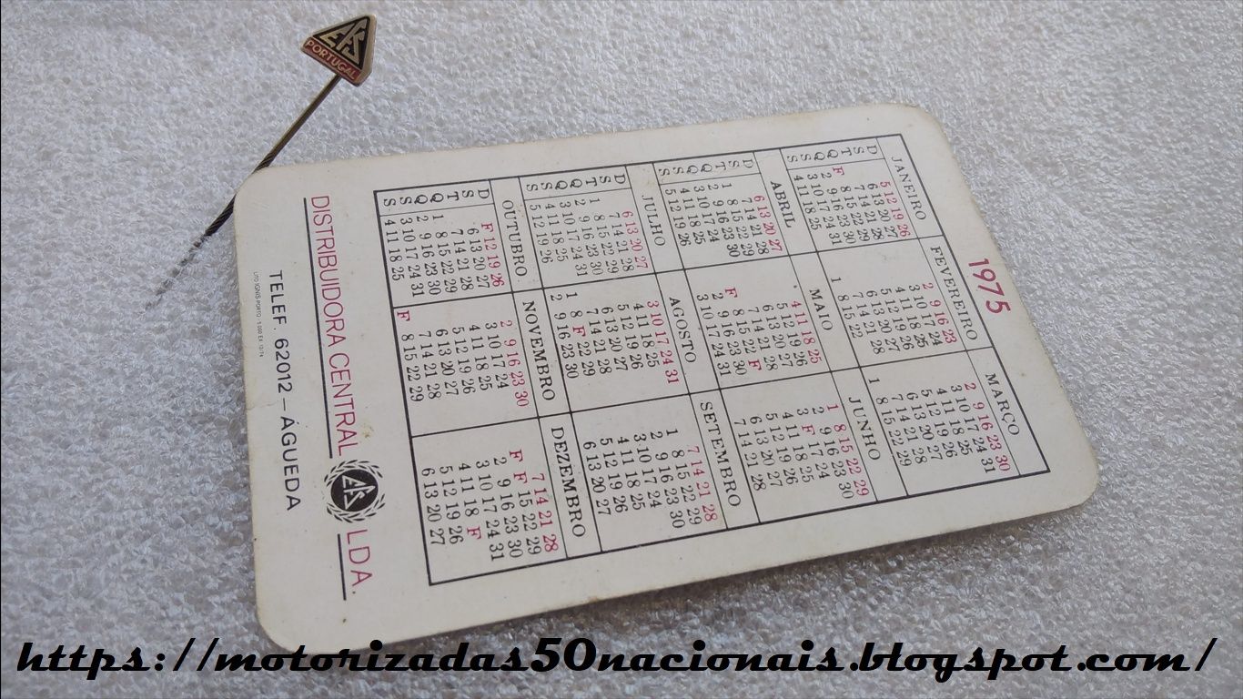 Calendário EFS de 1975 + Alfinete de Lapela EFS