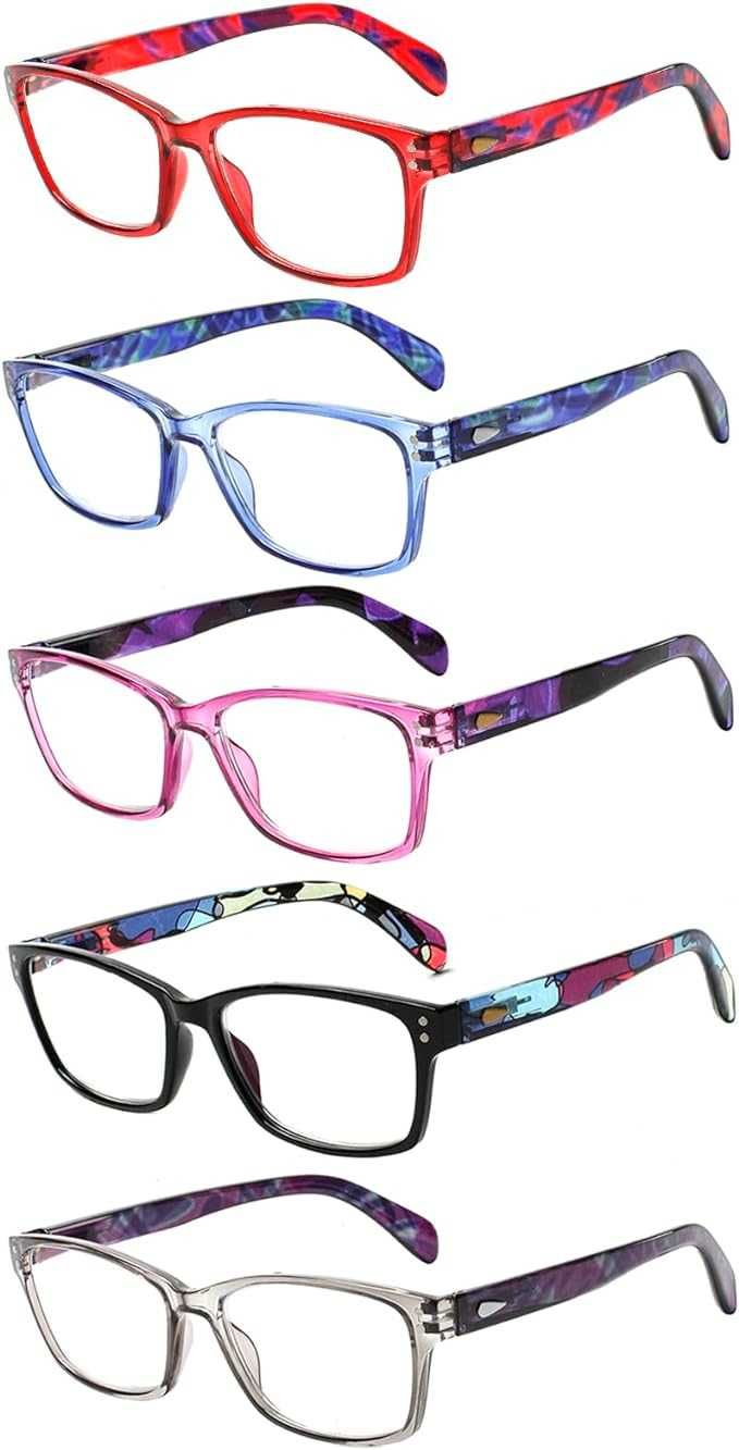 Okulary do komputera +1.25, zestaw 5 par, 5 kolorów oprawek, UV400