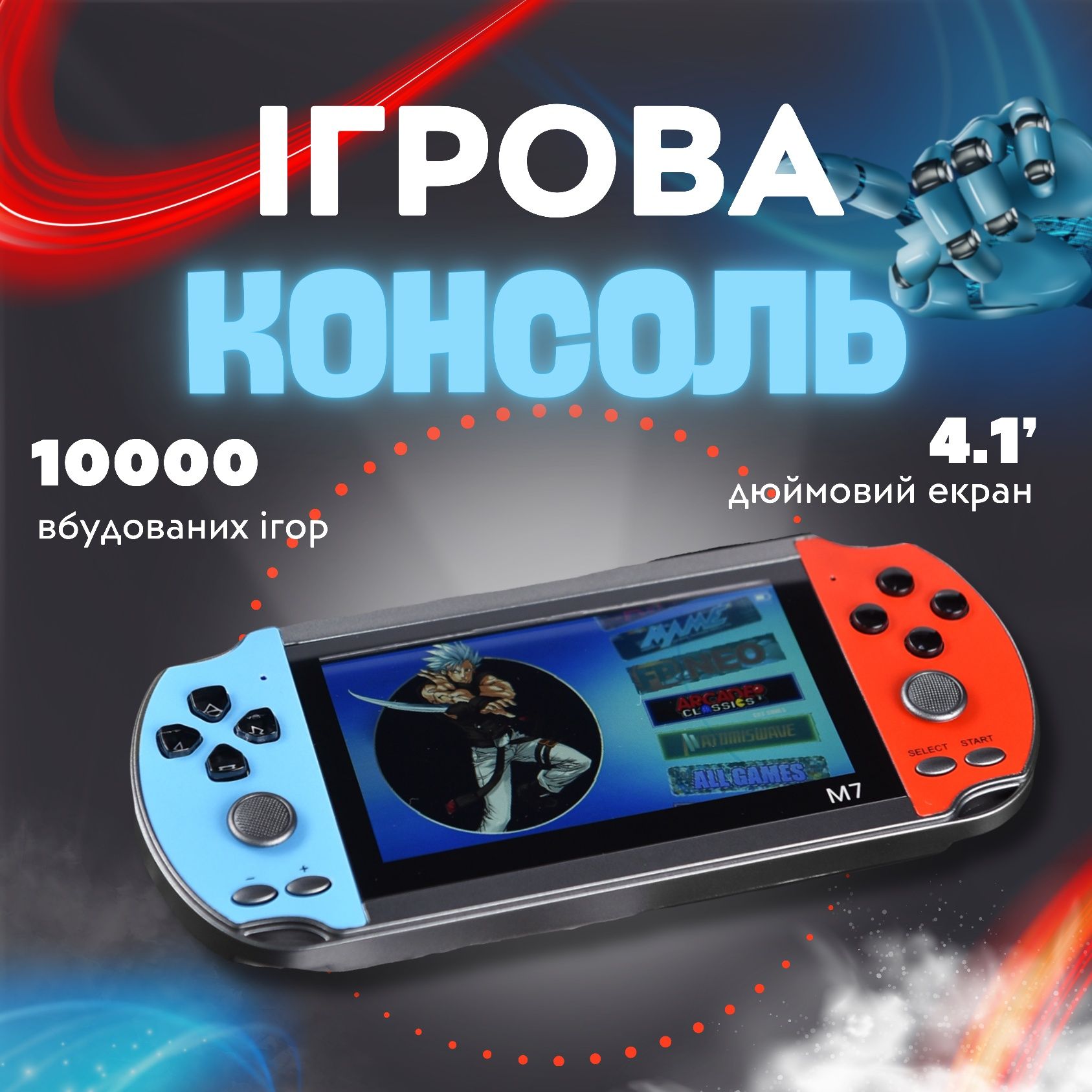 Игровая портативная консоль M7 монитор 4,3"IPS10000 игр