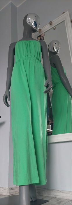 Vero moda S długa zielona zwiewna lekka sukienka idealna na lato