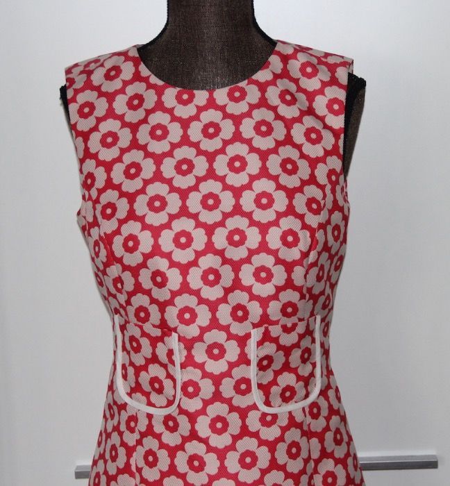 SIMPLE rózowa biała czerwona sukienka kwiatki 34 xs 36 s ANNA MUCHA