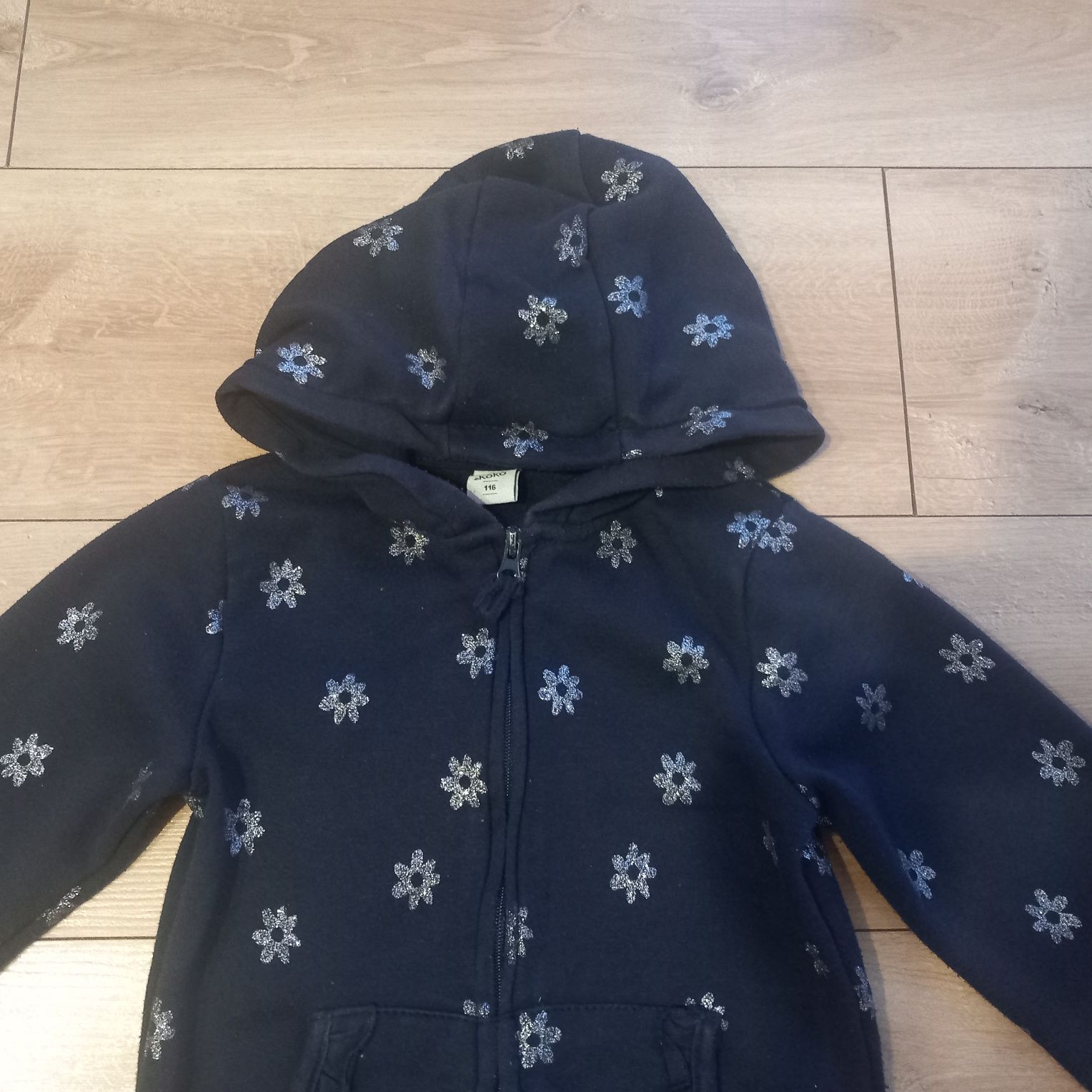 Bluza rozpinana gramatowa na zamek w kwiatki dla dziewczynki rozm 116