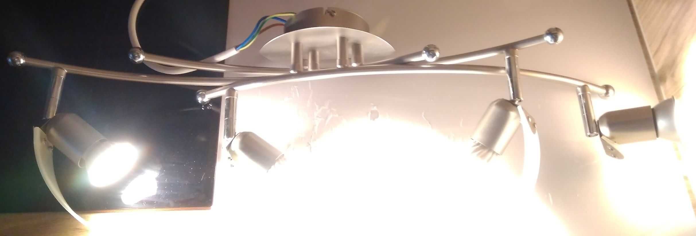 Lampa spot 4-punktowa chrom + 4 żarówki LED