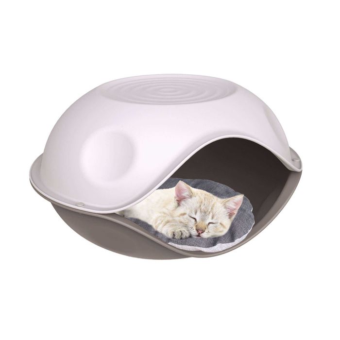 Cama luxuosa rosa plástico para gato - NOVA!