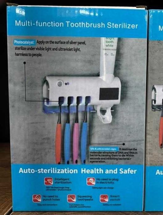 wielofunkcyjny sterylizator do szczoteczek do zębów z dozownikiem