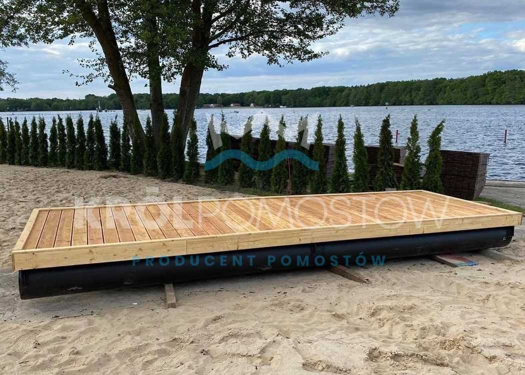 Pływający pomost, platforma pływająca tratwa z poszyciem 12 mkw 6x2 m