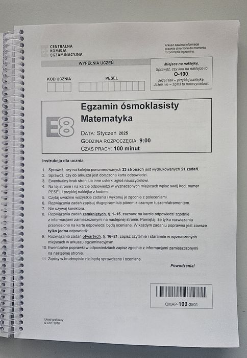 Egzamin Ósmoklasisty Arkusze  CKE Matematyka 8 klasa 2021 - 2025
