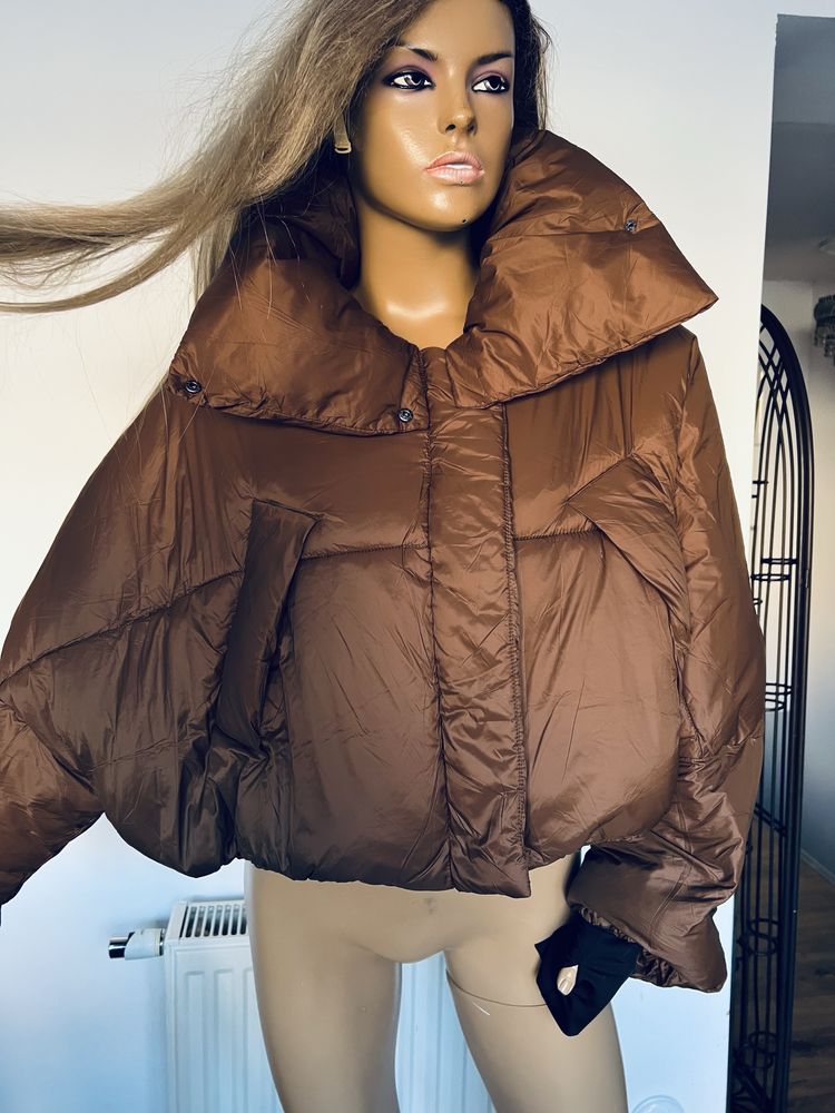 Ann Gissy xl krótka szeroka kurtka zimowa brązowa nowa xl