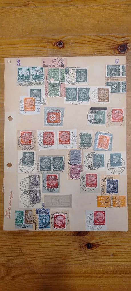 Znaczki pocztowe kasownik, litera U, Deutsches Reich