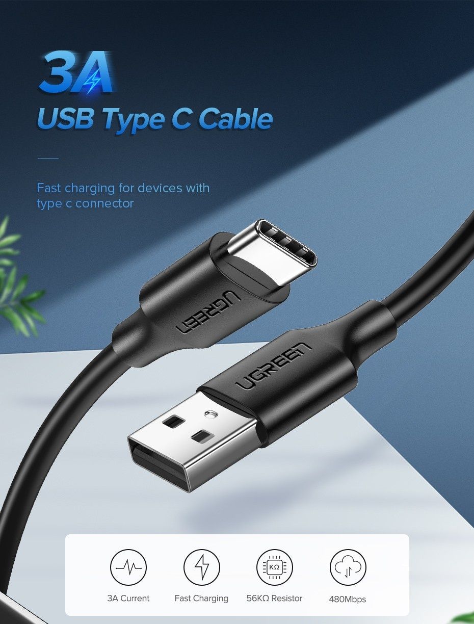 Кабель Ugreen USB-A - USB Type-C 25/50/100 см