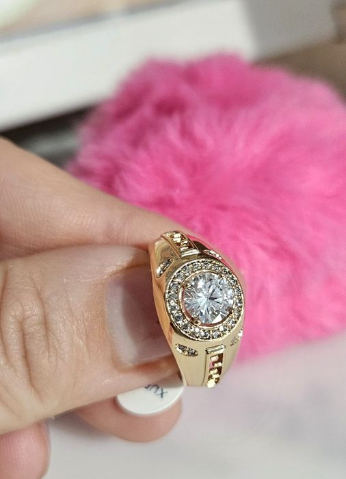 Pierścionek Złoty Xuping sygnet "grecki motyw " Stal 6 Usa