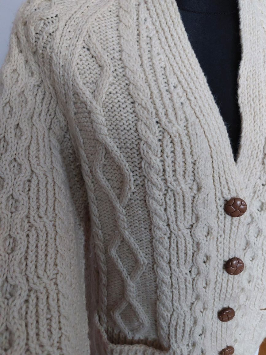 Sweter wełniany 100% na guziki roz. XL oversize