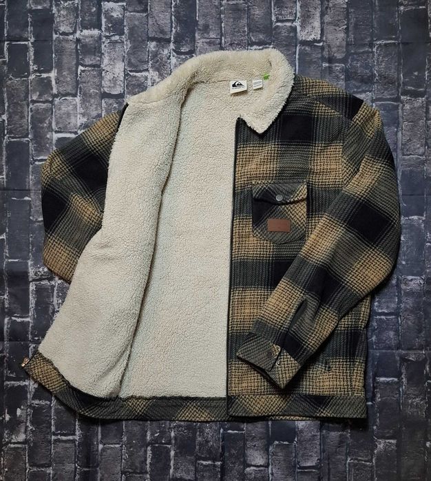 Quiksilver kurtka z polaru, sherpa, baranek, krata, jacket, zima, logo