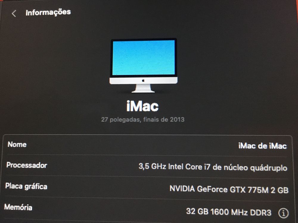  iMac 27” Top Intel i7 Quad-Core, 32GB RAM , Disco 1TB