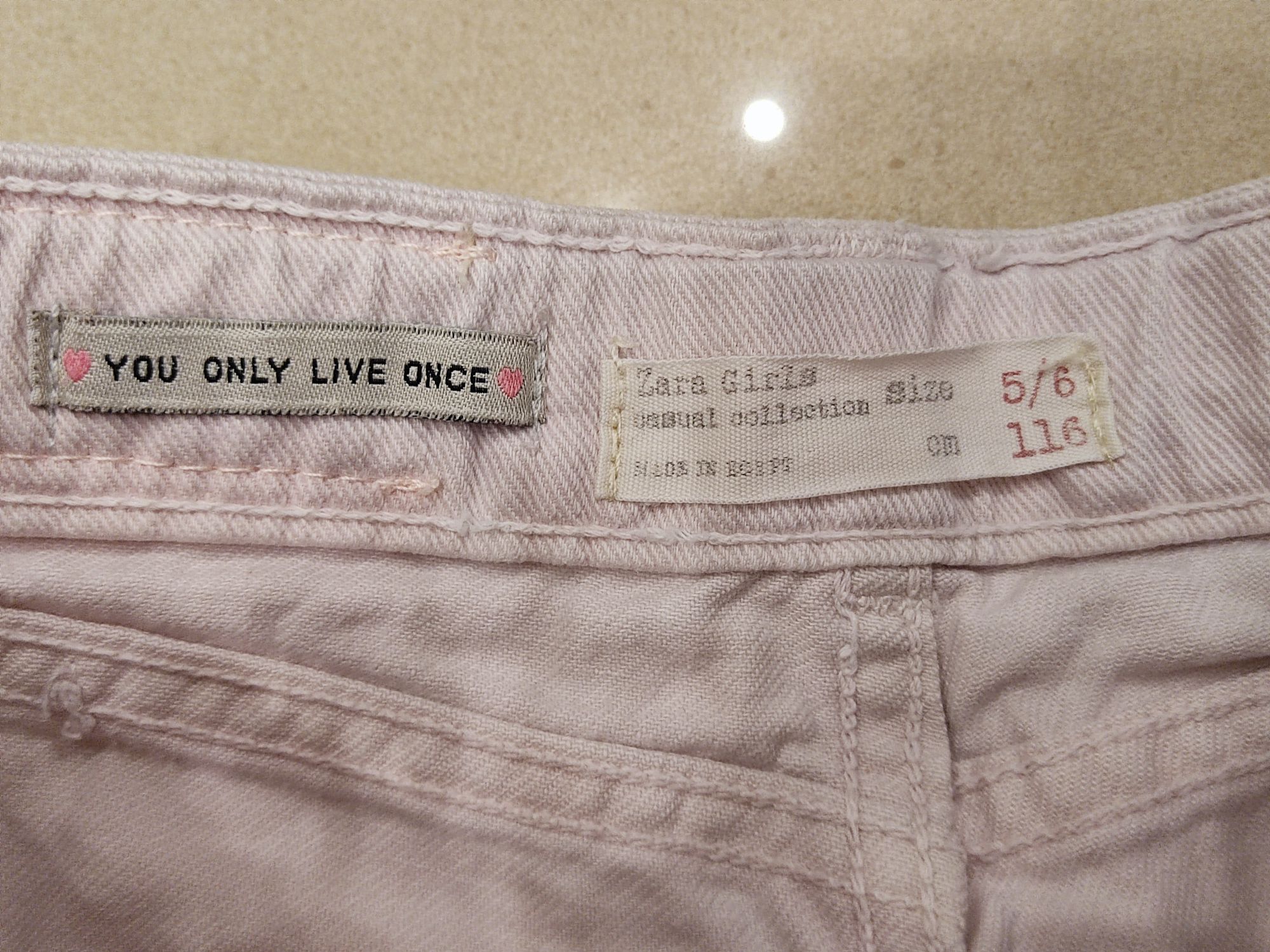 ZARA Girls piękne szorty krótkie spodenki jeansowe róż r.116