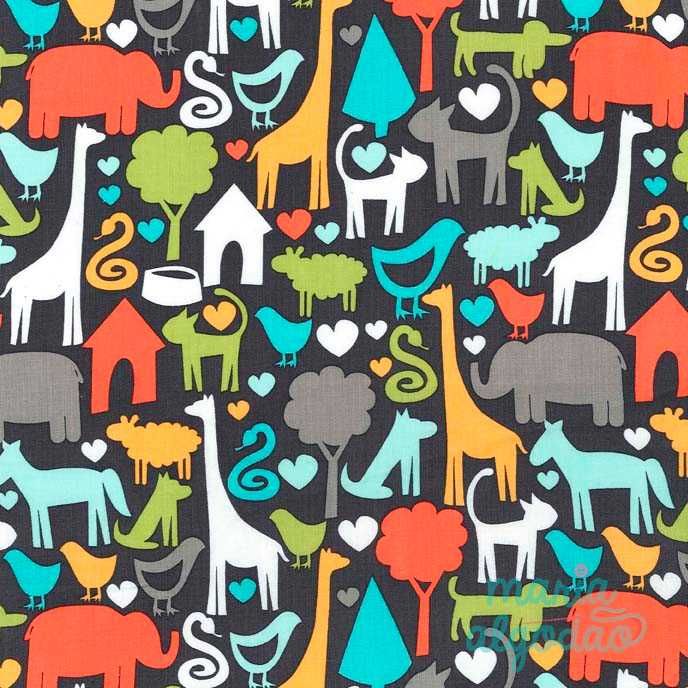 Oportunidade: Tecido 100% algodão a 6€/m - Animal World Charcoal