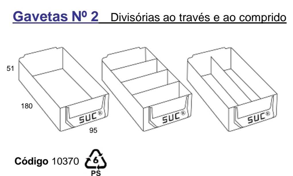 Caixa SUC plástica tipo gaveta (pequena e  média)