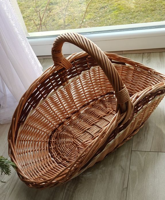 Kosz wiklinowy na drewno L,kosz kominkowy