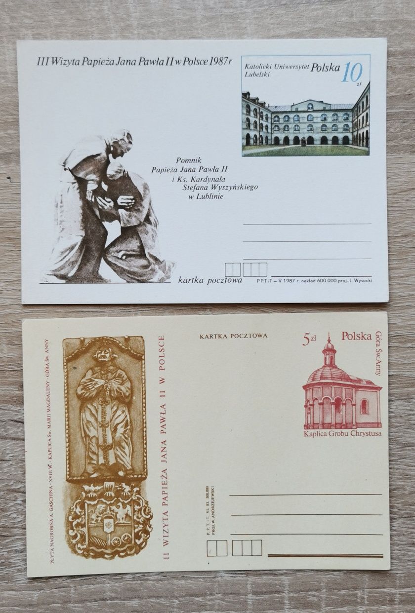 Karty pocztowe PRL II i III Wizyta Papieża 7 szt