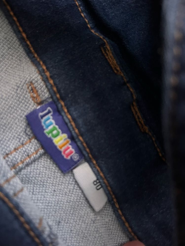 Ogrodniczki niemowlęce jeansowe 80 denim spodnie z szelkami