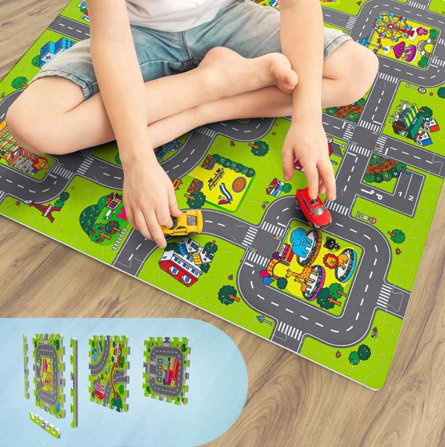Mata edukacyjna dla dzieci City Puzzle piankowe