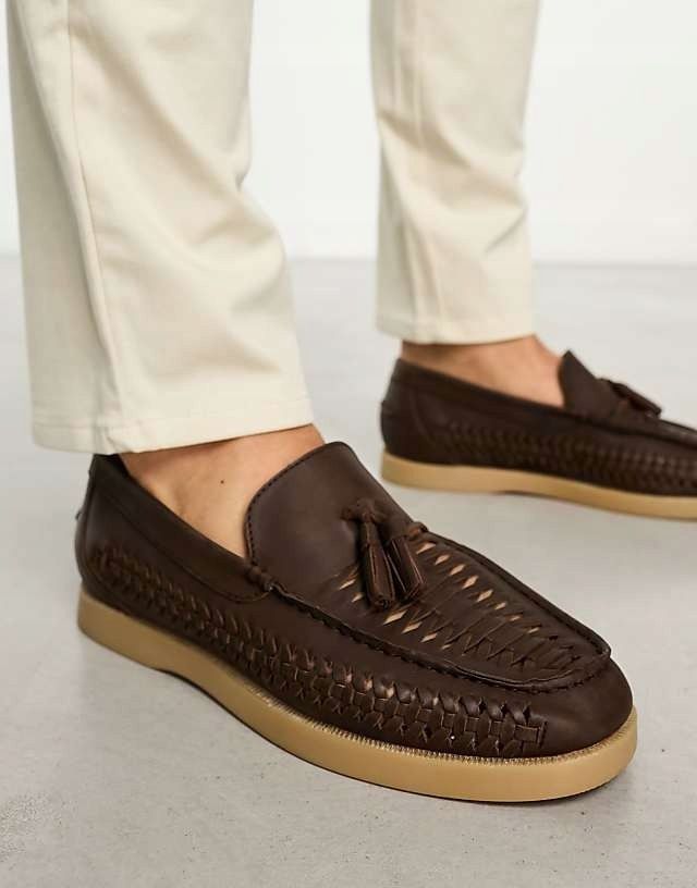 Asos Design 46 Brązowe Skózane Loafersy H16351