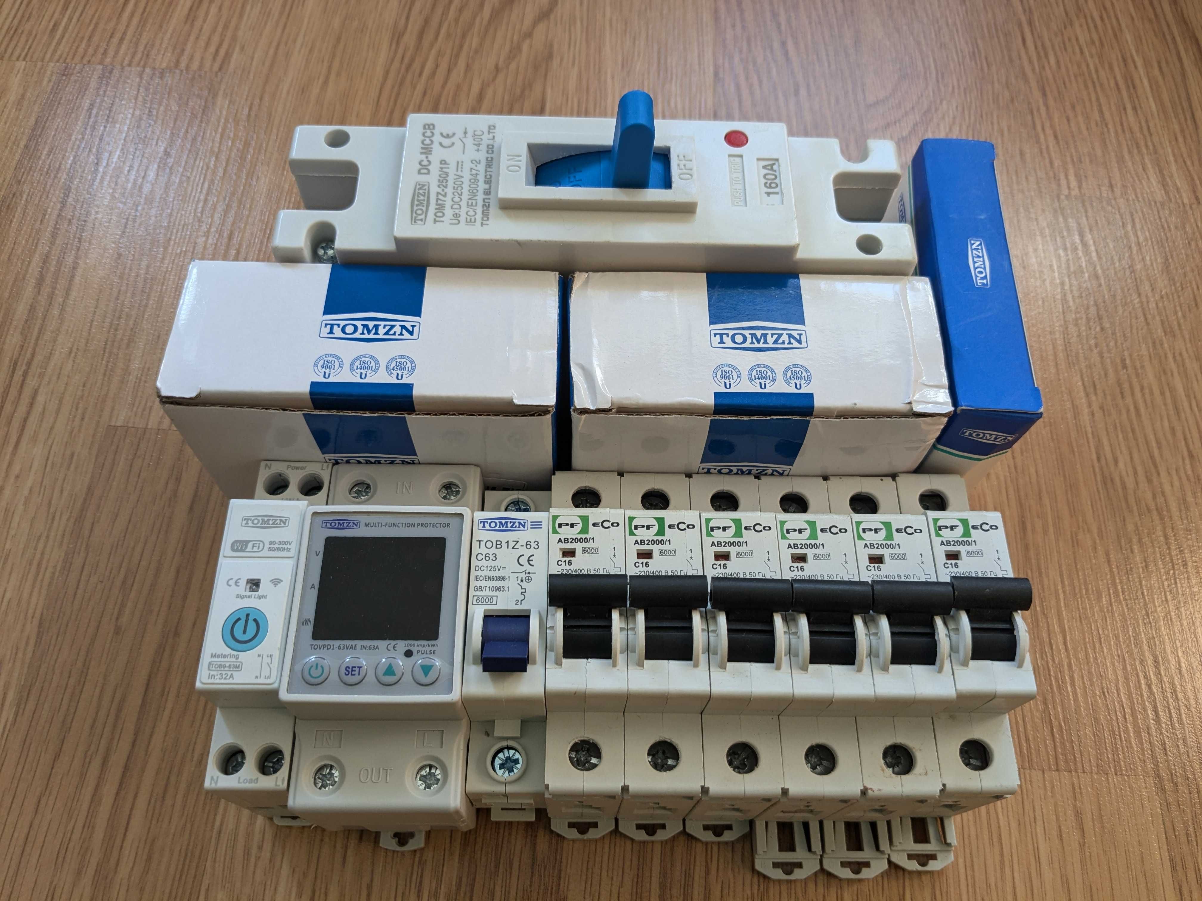 Автомати DC 160A, 63А AC 220v 16A, WiFi Tomzn реле ватметр
