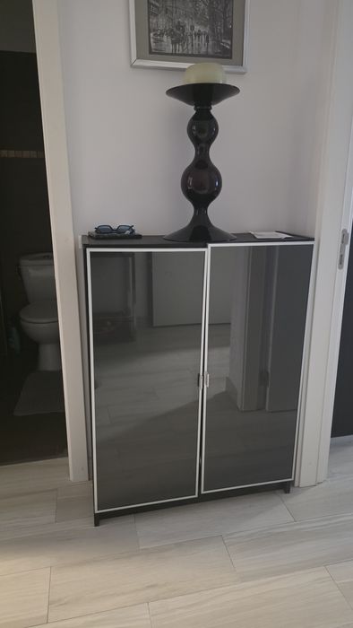 Movel de arrumação com portas de vidro e 2 prateleiras