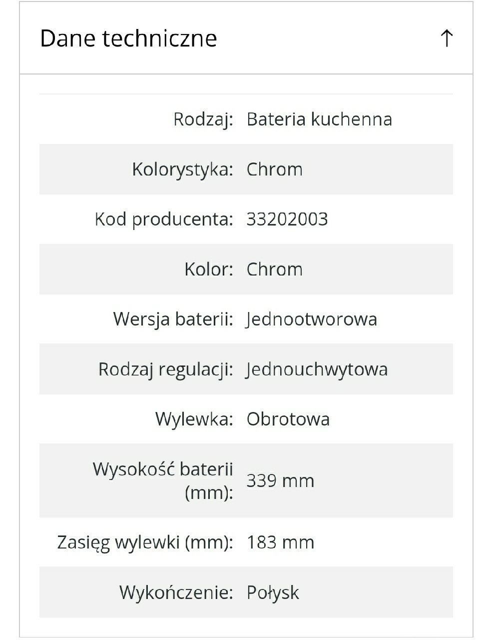 Bateria kuchenna GROHE Eurosmart z wysoką wylewką,