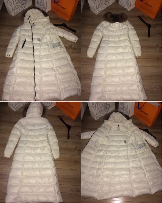 Пальто з поясом-резинкою Moncler S жіноче довге зимове пуховик Монклер