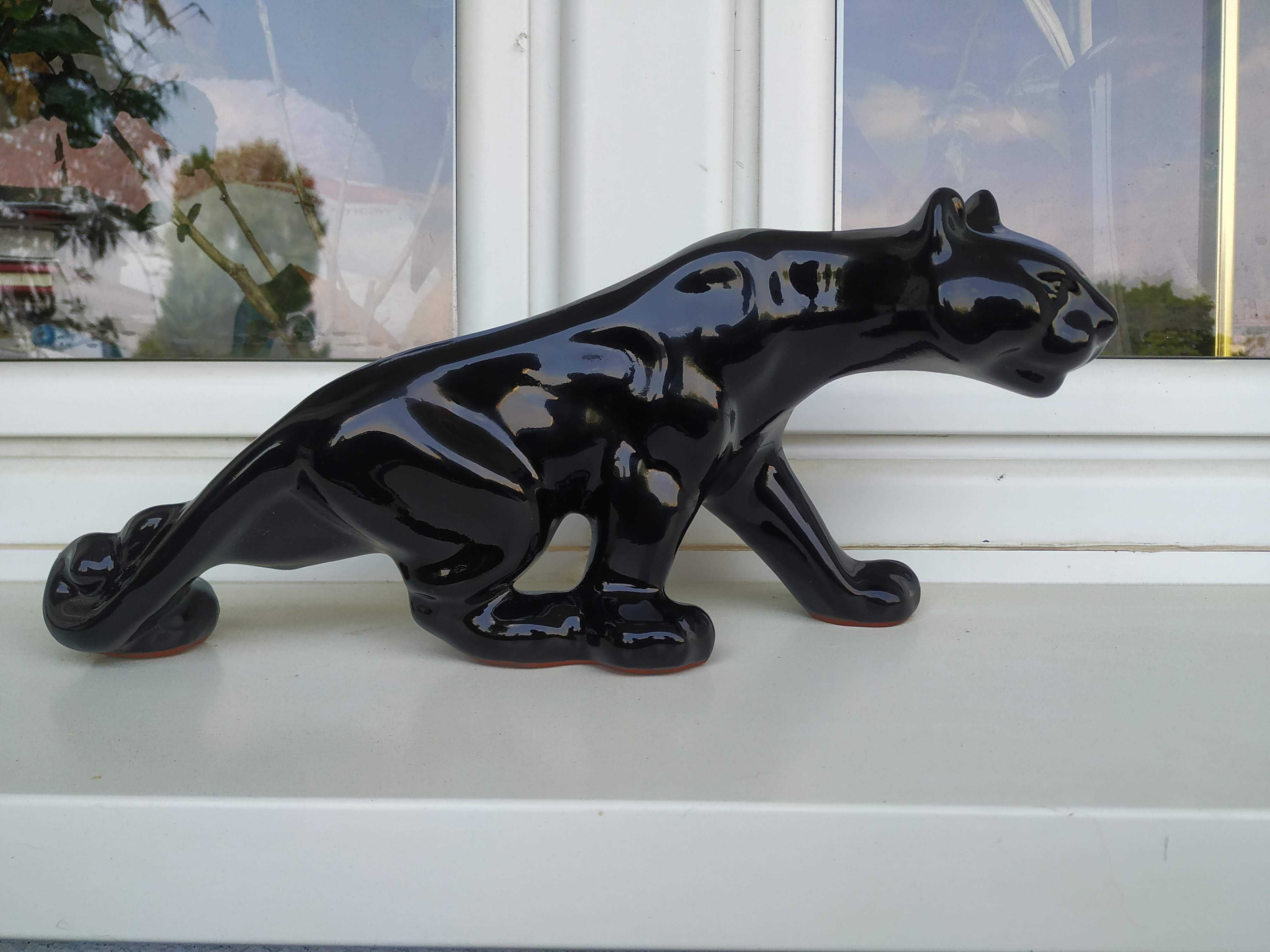 Figurka ceramiczna czarna pantera duża dekoracja CHARYTATYWNIE