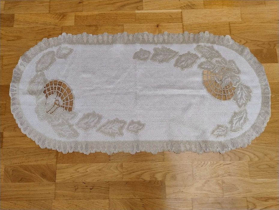 Obrus mały bieżnik żakardowy 100x48 cm beżowy serweta