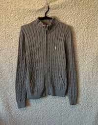 Bluza sweter warkocz Ralph Lauren logo zip