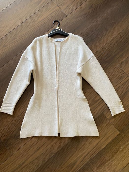 Zara kardigan sweter bez beżowy S must have blogerski wiosenny casual