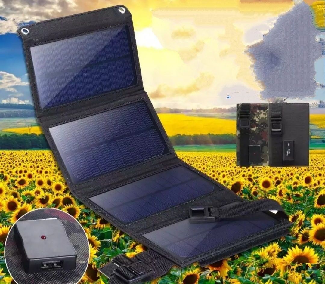 Солнечная панель для зарядки телефонов и планшетов и т.д
Одна из самых