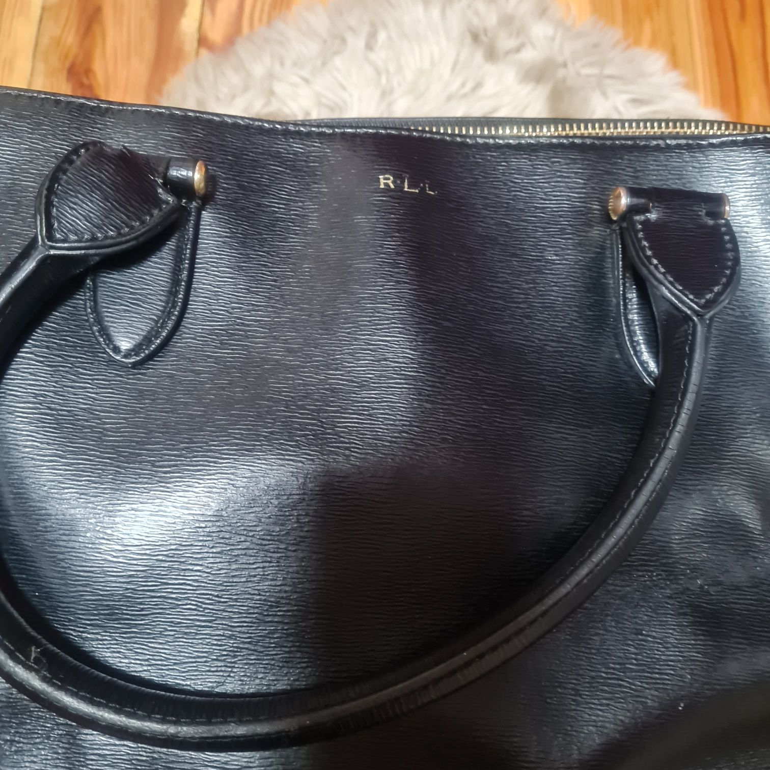 Ralph Lauren RLL duża torba torebka czarna saffiano 38x25x18