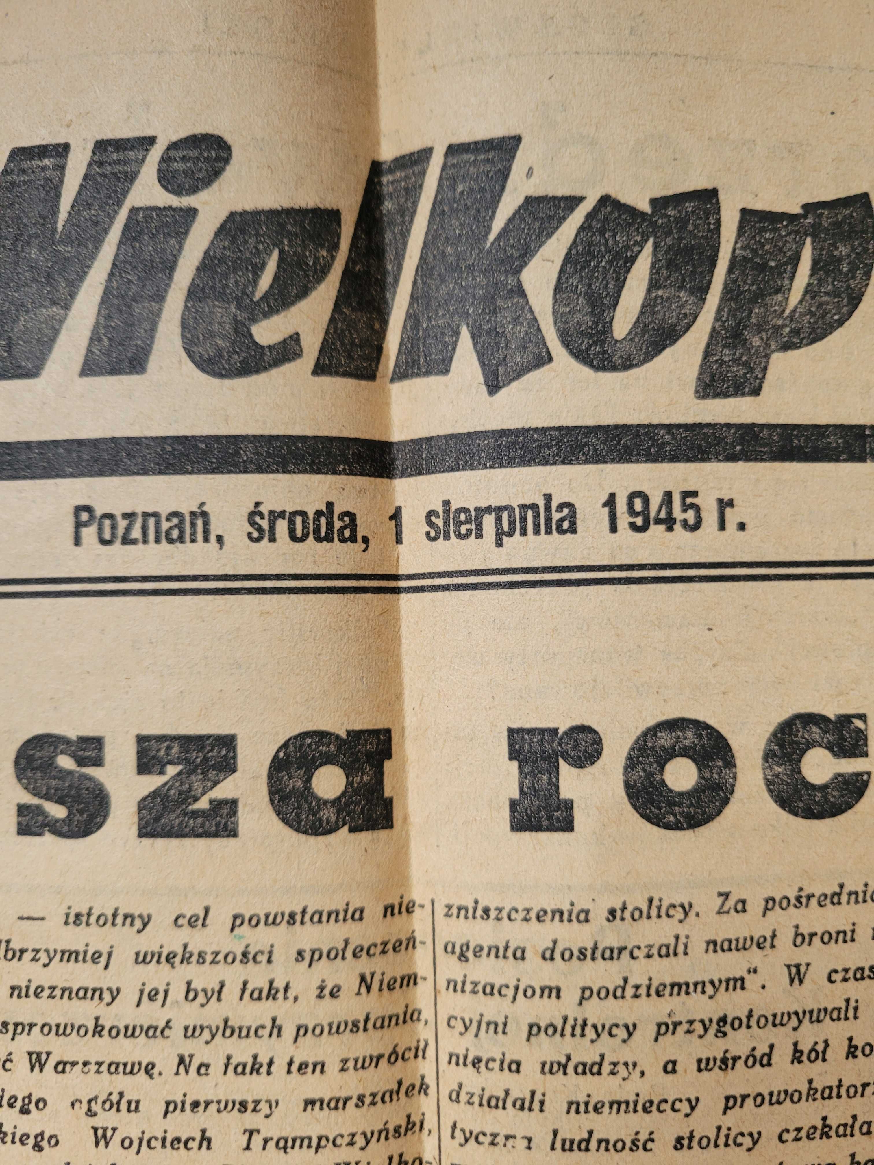 Stare gazety z 1945 Głos Wielkopolski